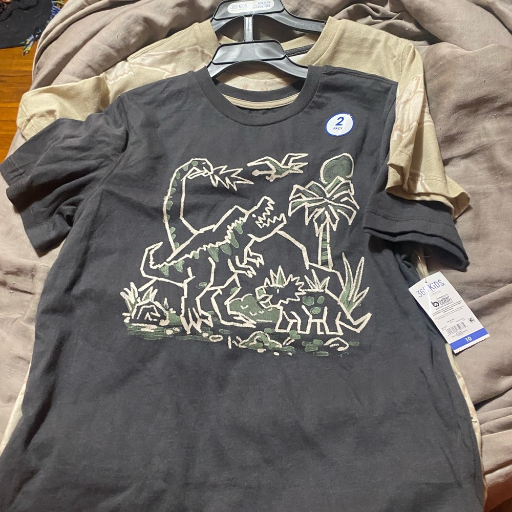 Garanimals Black Short Sleeve Tee with Dinosaur Graphic- 2 pack - Picture 1 of 4